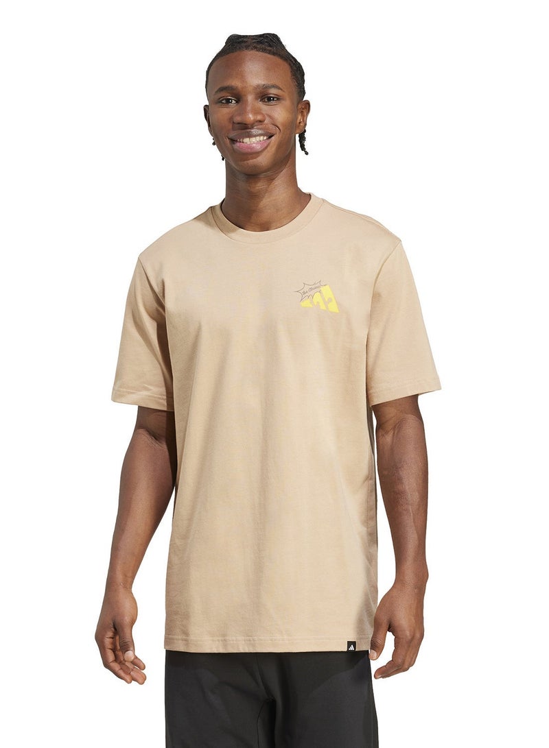 اديداس تي شيرت رجالي أديداس بطبعة جبنة أكمام قصيرة بني - Image 5